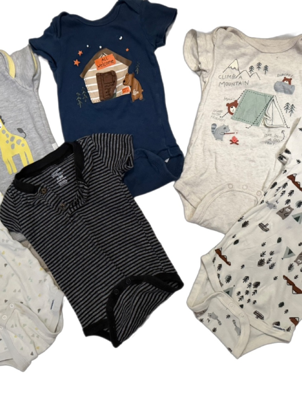 Assorted Brand Bundle of six: 6-9 month shirts with snaps summer short sleeves
